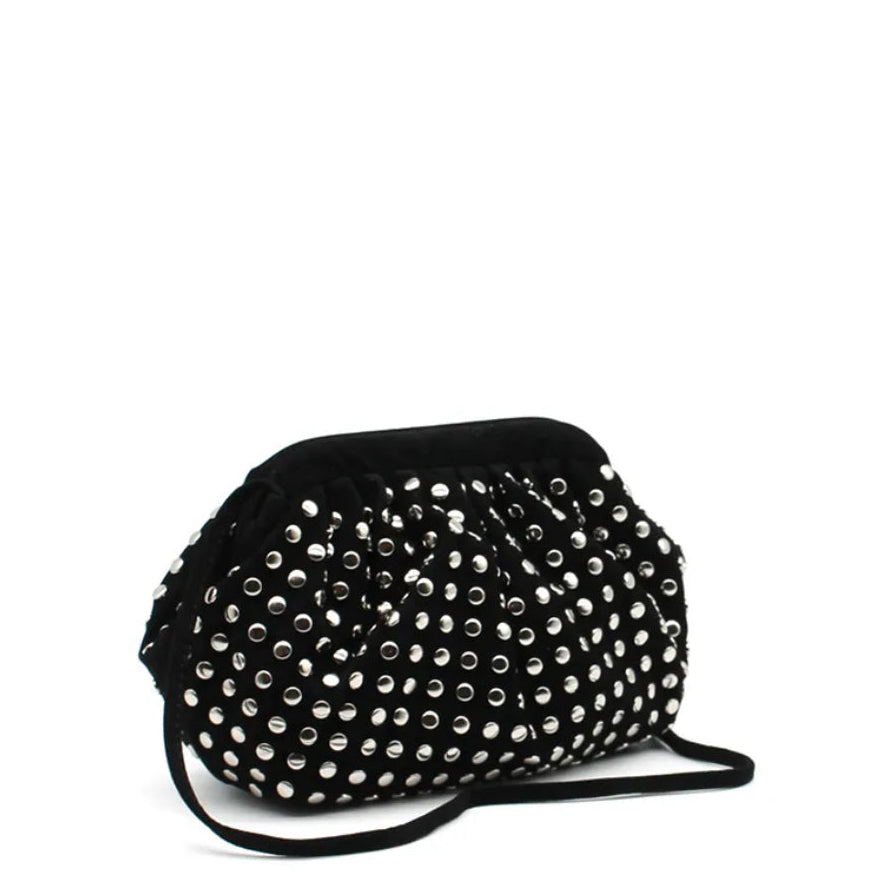 Black Velvet Stud - Velvet Finish & Adjustable Strap