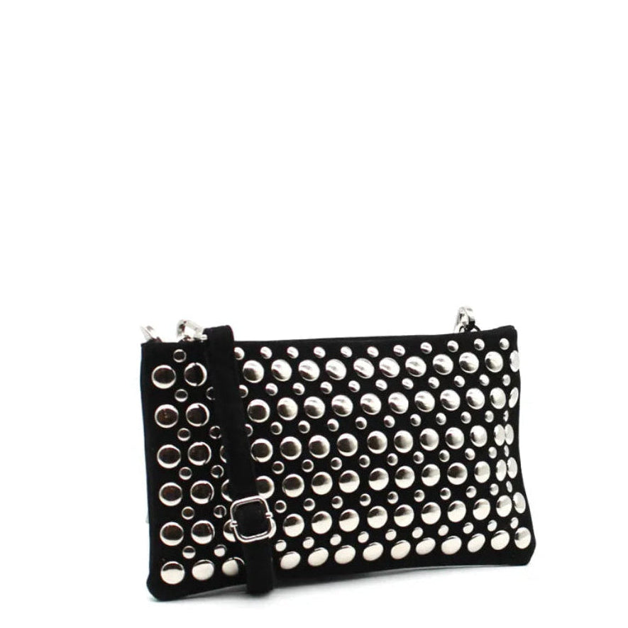 Black pouch bag with silver studs