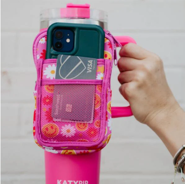 Red Flower Happy Tumbler Zip Pouch