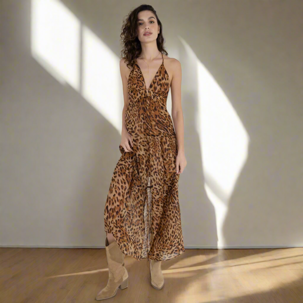 Flowy animal-print Strap Dress