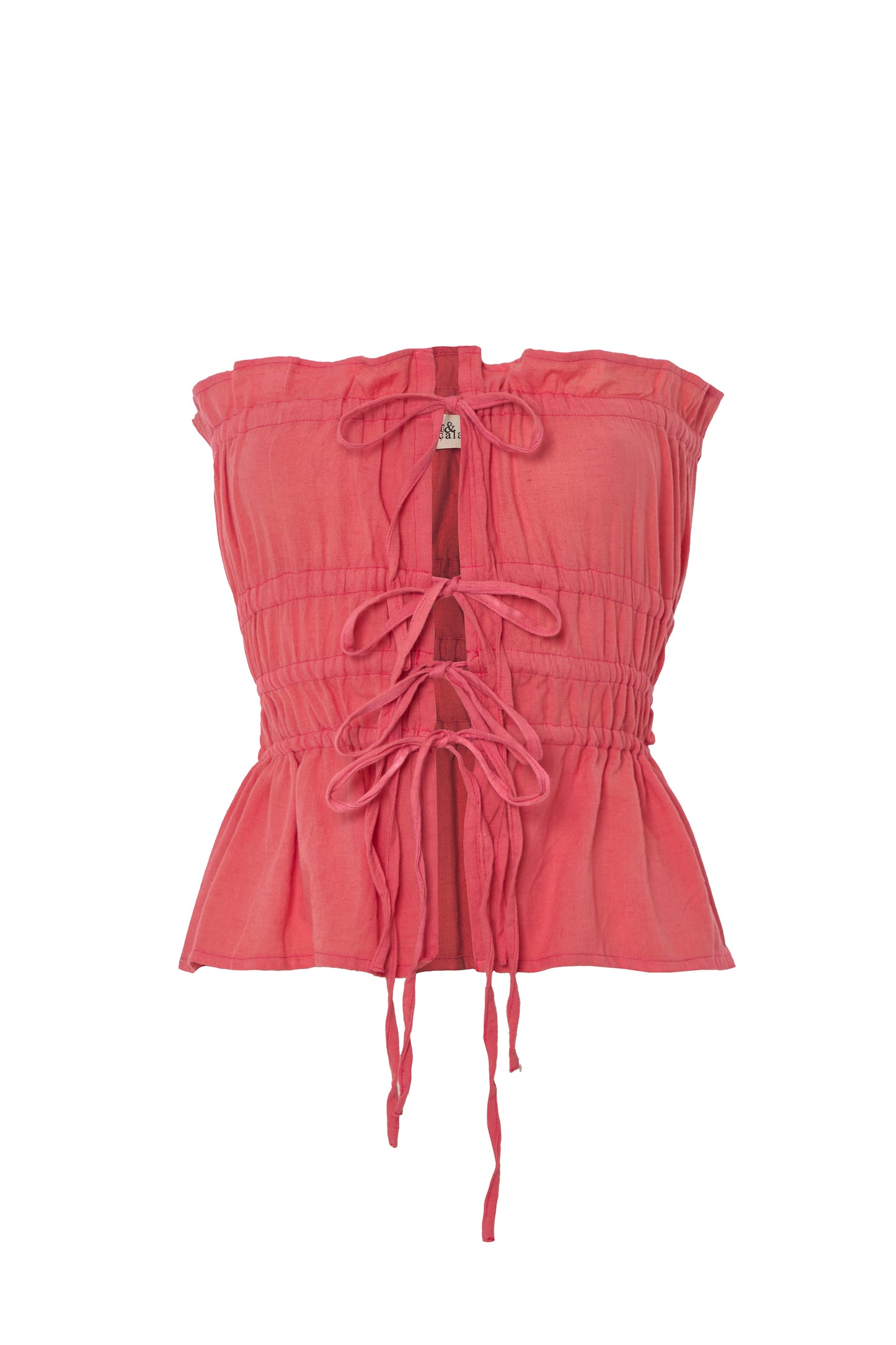 The Ruched Tie-Front Top – Sunset Coral