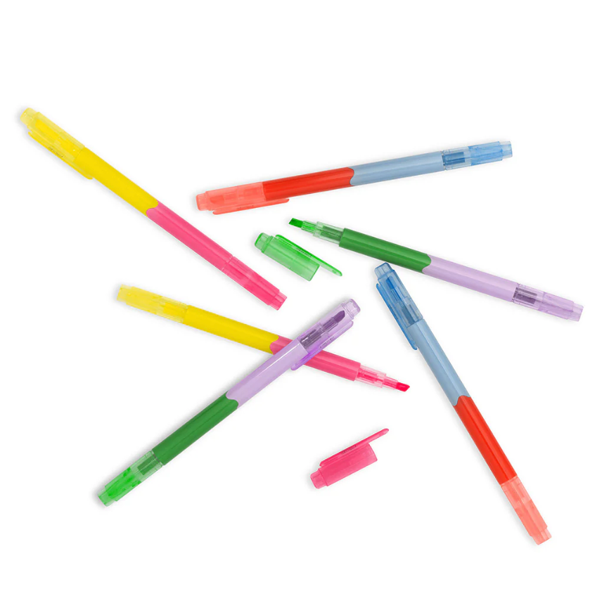Write On Twin-Tip Highlighter Set - 6 Pens, 12 Colors