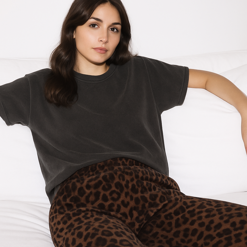 Leopard Brown Velours Pants