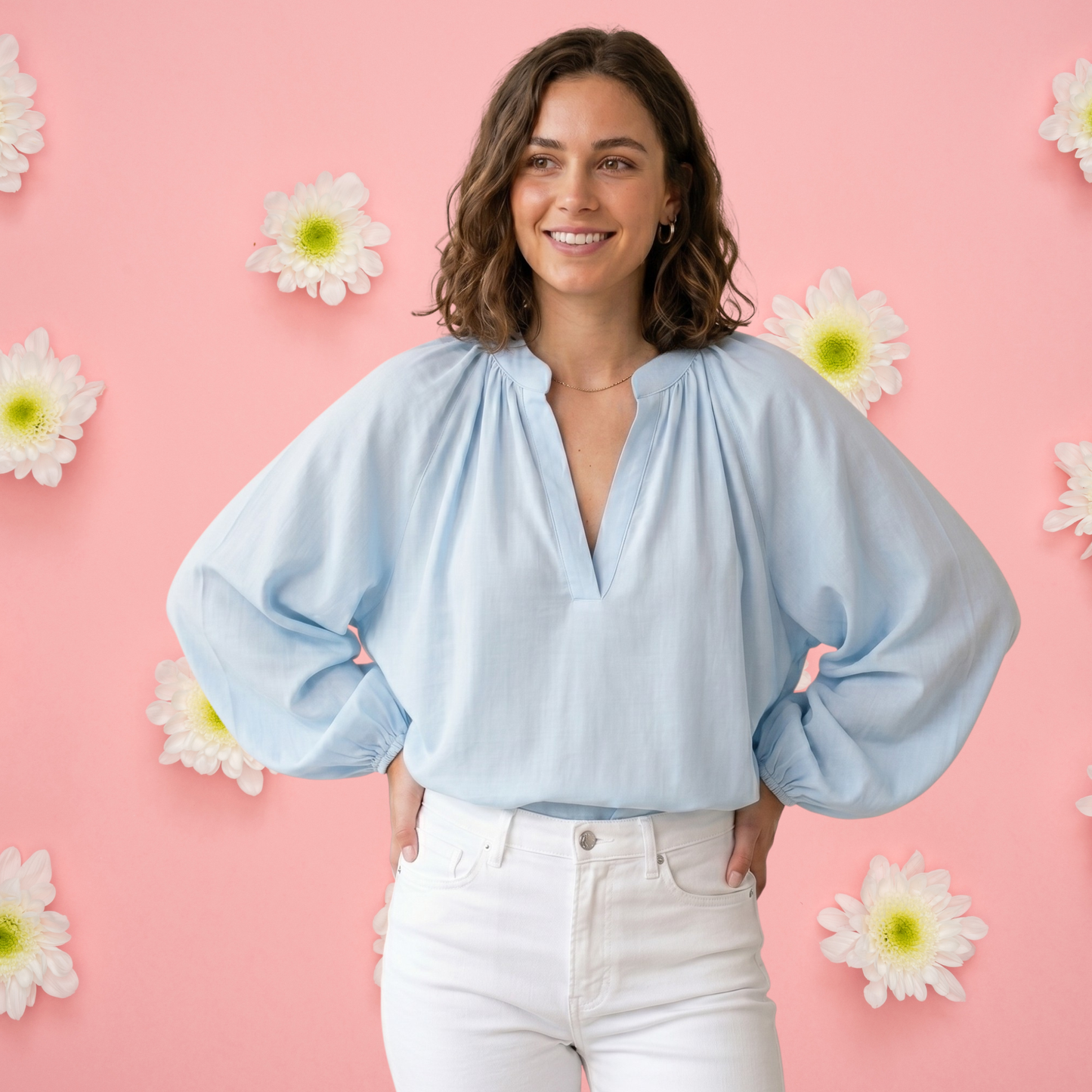 The Aria Gauze Blouse · Light Blue