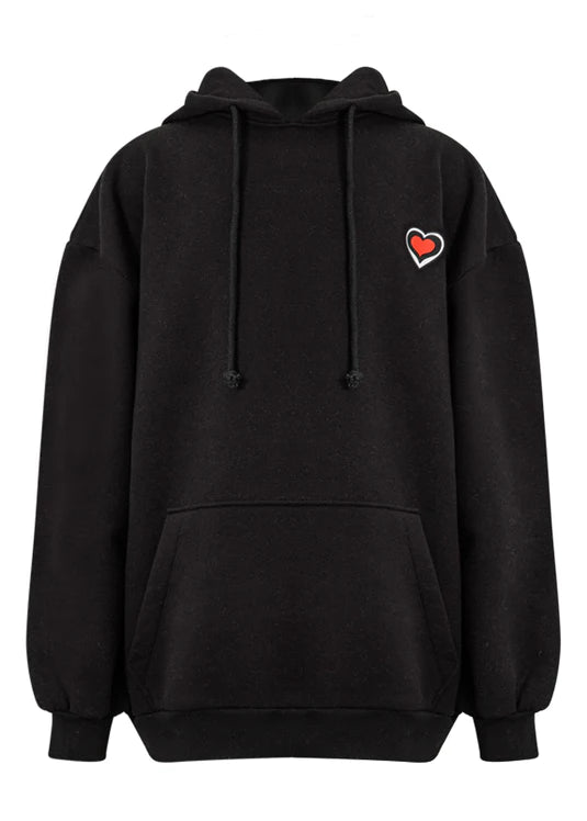 Black Basic Heart Hoodie - KIDDING | Kids | Teens | Moms