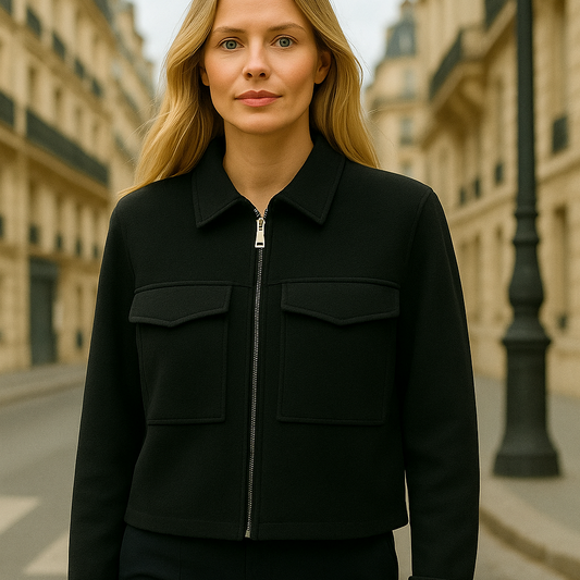 Cropped Utility Jacket - Black