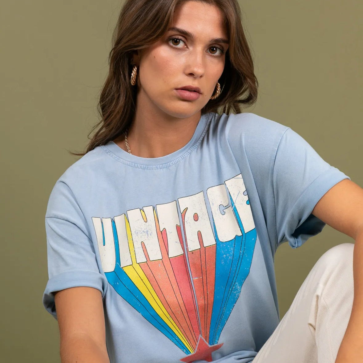 Vintage Blue Short Sleeves Tee