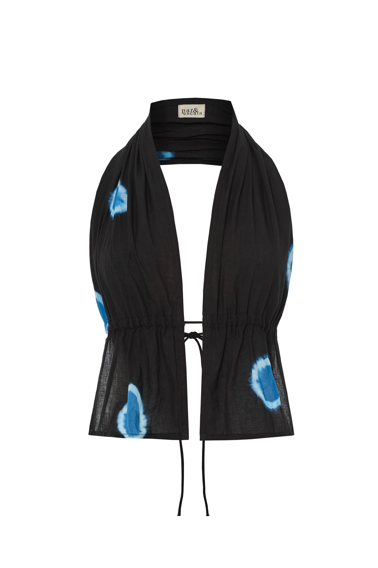 The Open-Back Halter Top – Indigo Dot