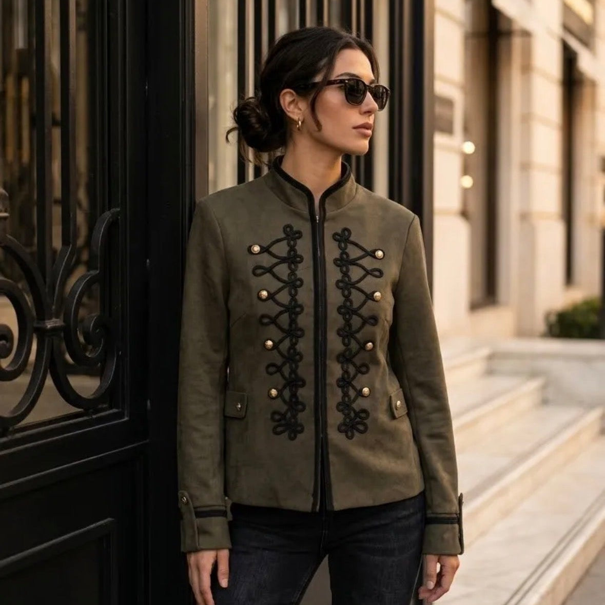 KIDDING kaki military Napoleon jacket 
