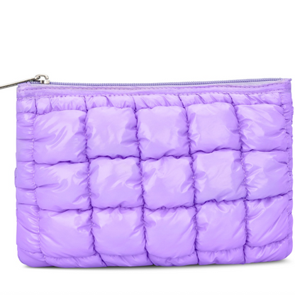 Lavender Shiny Puffer Pouch