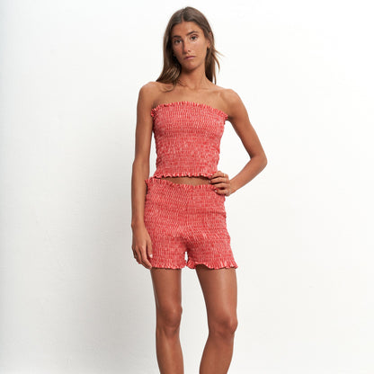 Smocked Tube Top – Coral Crush