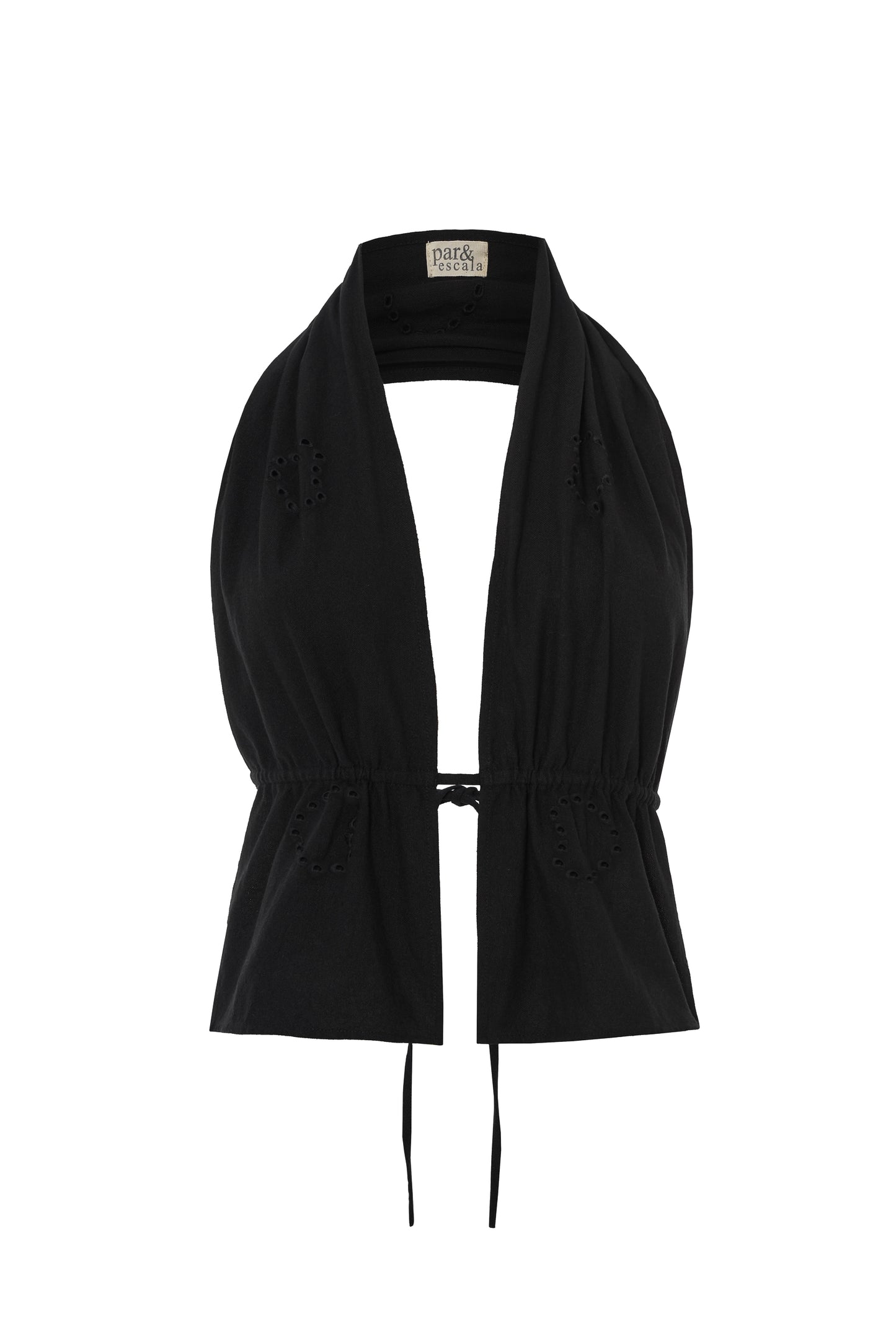 Open-Back Halter Top – Midnight Black