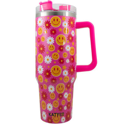 Red Flower Happy Drink Tumbler