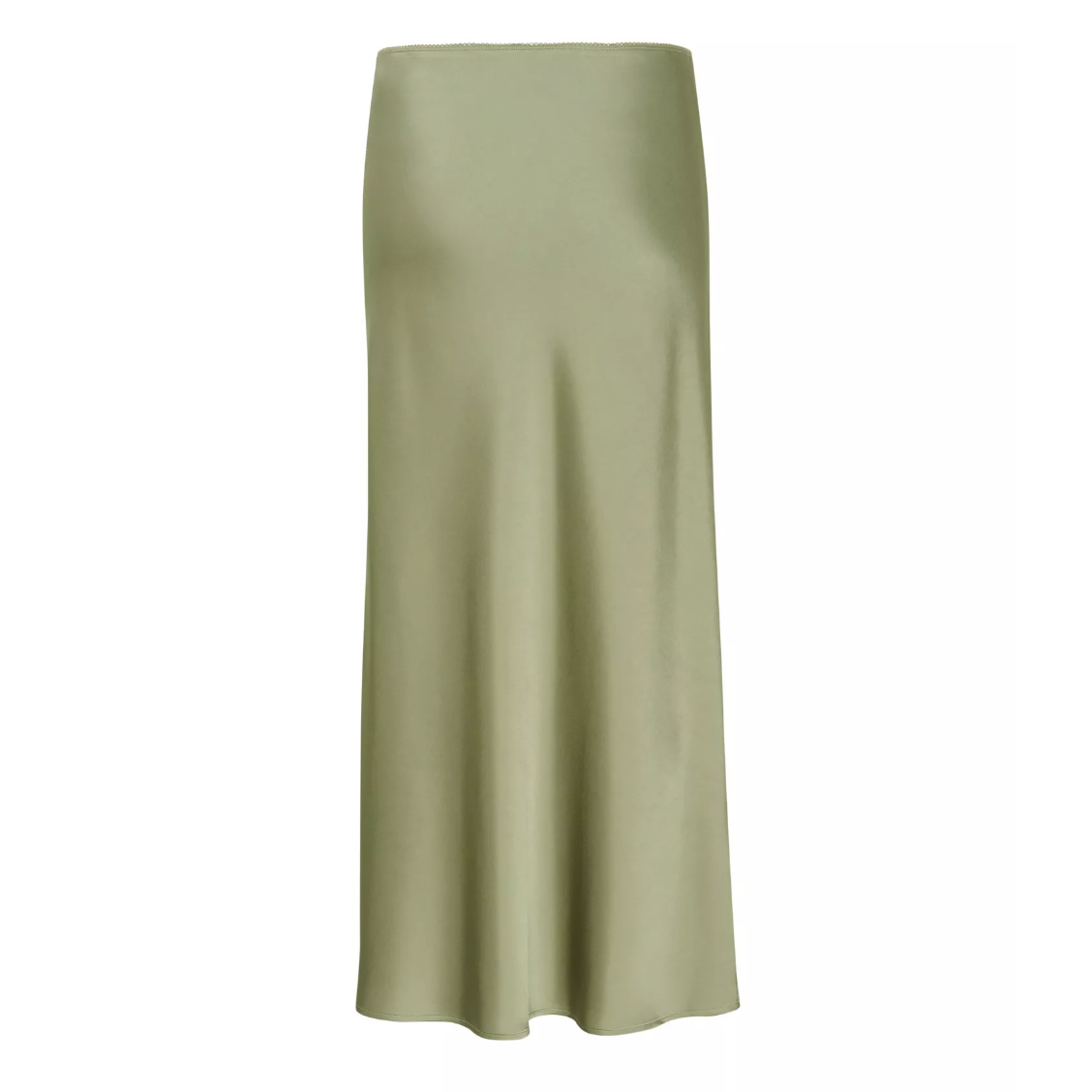 Satin  Midi Skirt - Olive Sage