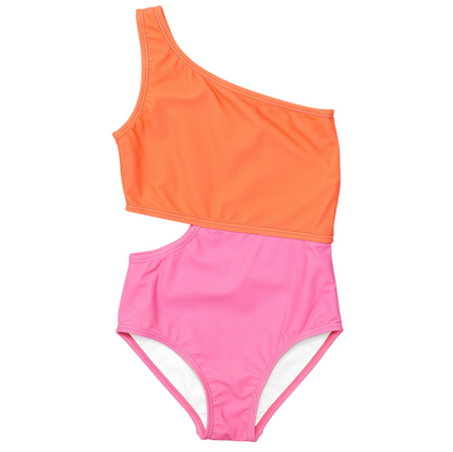 Candy Colorblock One Shoulder Swimsuit