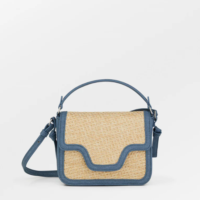 Raffia Natural  & Blue Bag