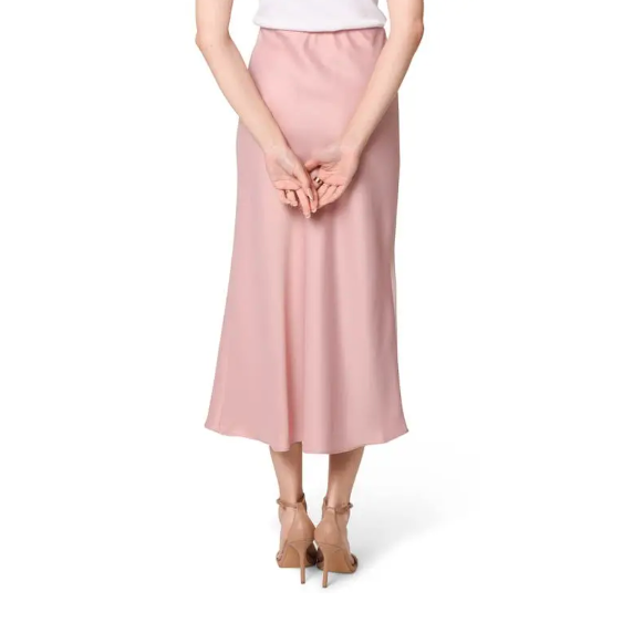 Satin Midi Skirt - Light Pink