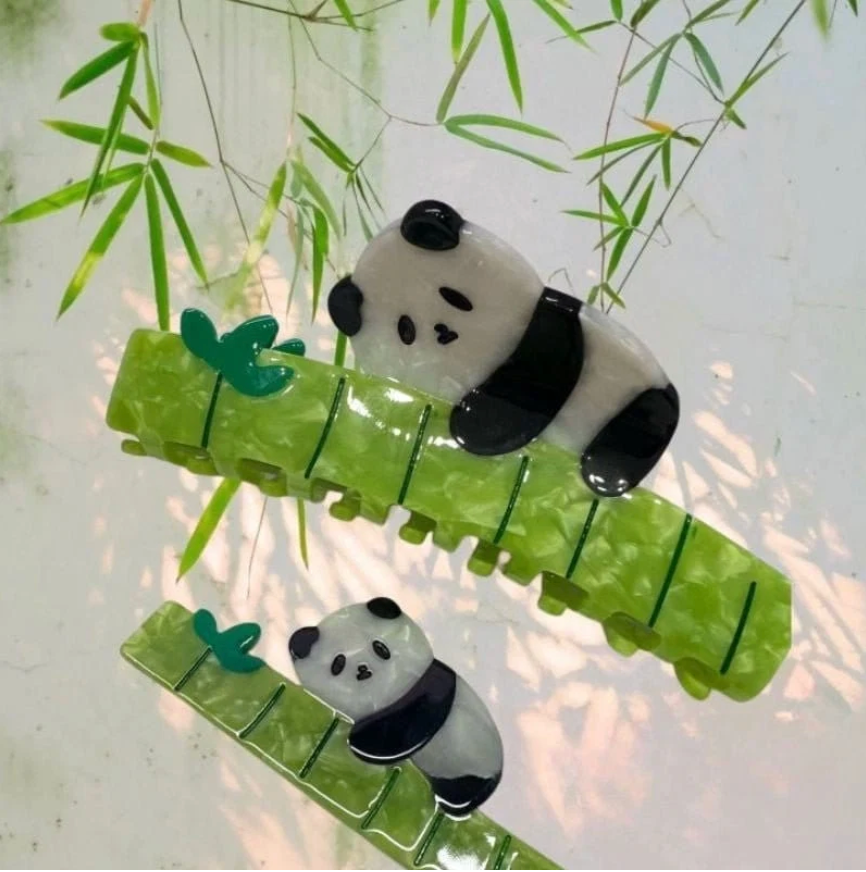 The Panda Bear Hugging Bamboo Hair Clip