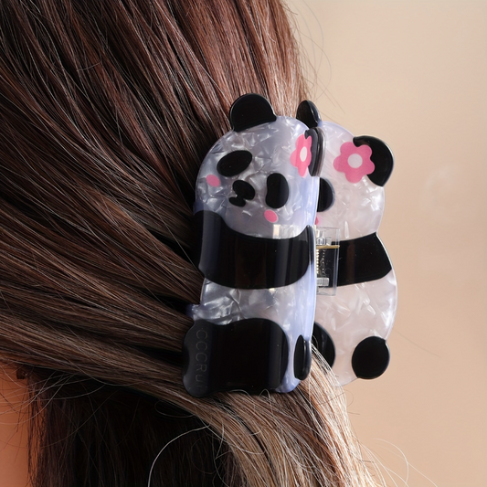 The Cute Pearlescent Panda Bear Hair Claw Clip