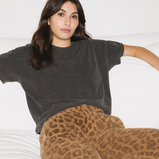 Leopard Camel Velours Pants