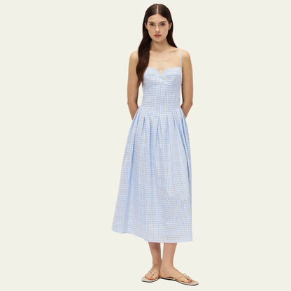 The Charming Vichy Midi Dress · Blue Gingham