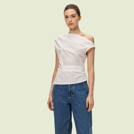The Origami Drape Top · Crisp White