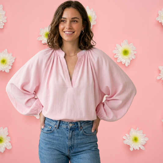 The Aria Gauze Blouse · Soft Peony