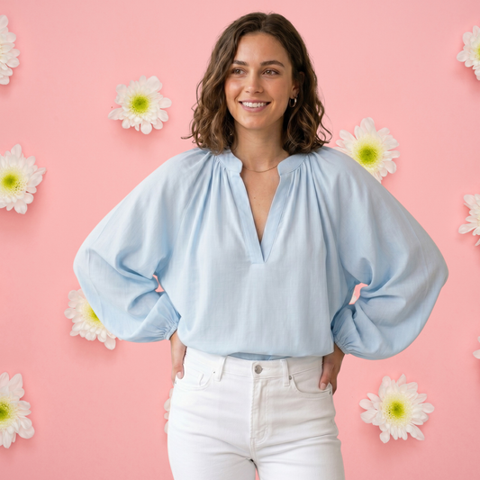 The Aria Gauze Blouse · Light Blue