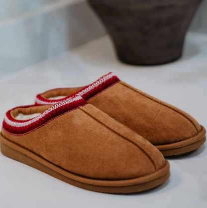 Chestnut Embroidered Cute Slip-on Slippers