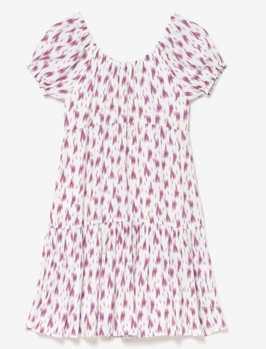 Purple print Open Shoulders Dress - KIDDING | Kids | Teens | Moms