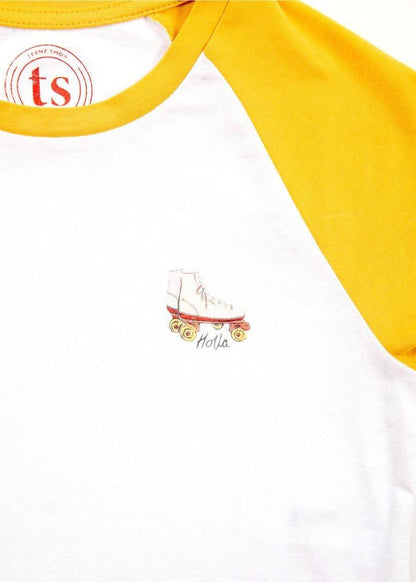 Girls Yellow Raglan Skates T-shirt - KIDDING | Kids | Teens | Moms