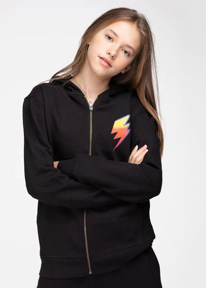 Black Thunderbolt Zip Up Hoodie - KIDDING | Kids | Teens | Moms